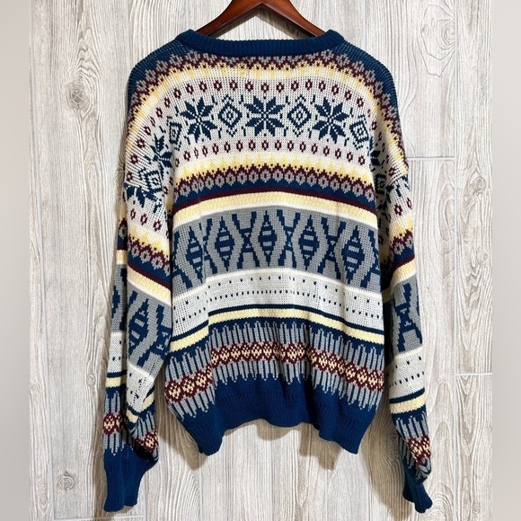 Vintage Bonjour Menswear 90’s Y2K Fair Isle Pattern Winter Ski Sweater XL - Picture 7 of 11
